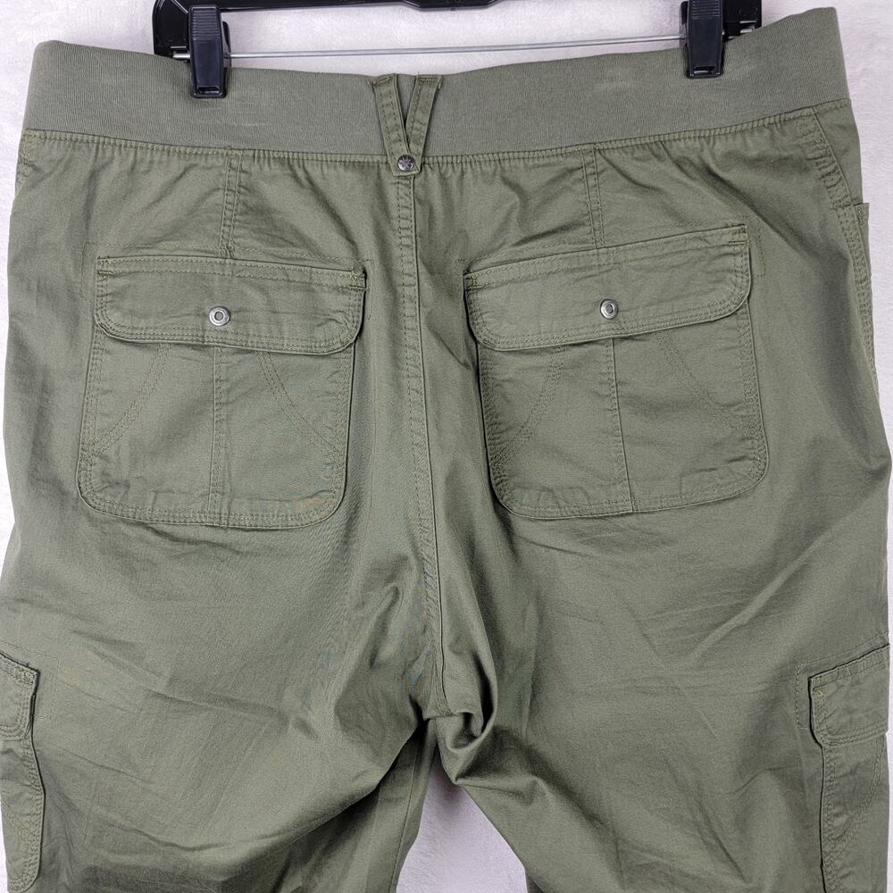 Sz 16 Cargo Capri Green Cuff Stretch Waist Band Vacation Casual Beach Cruise - Picture 4 of 9